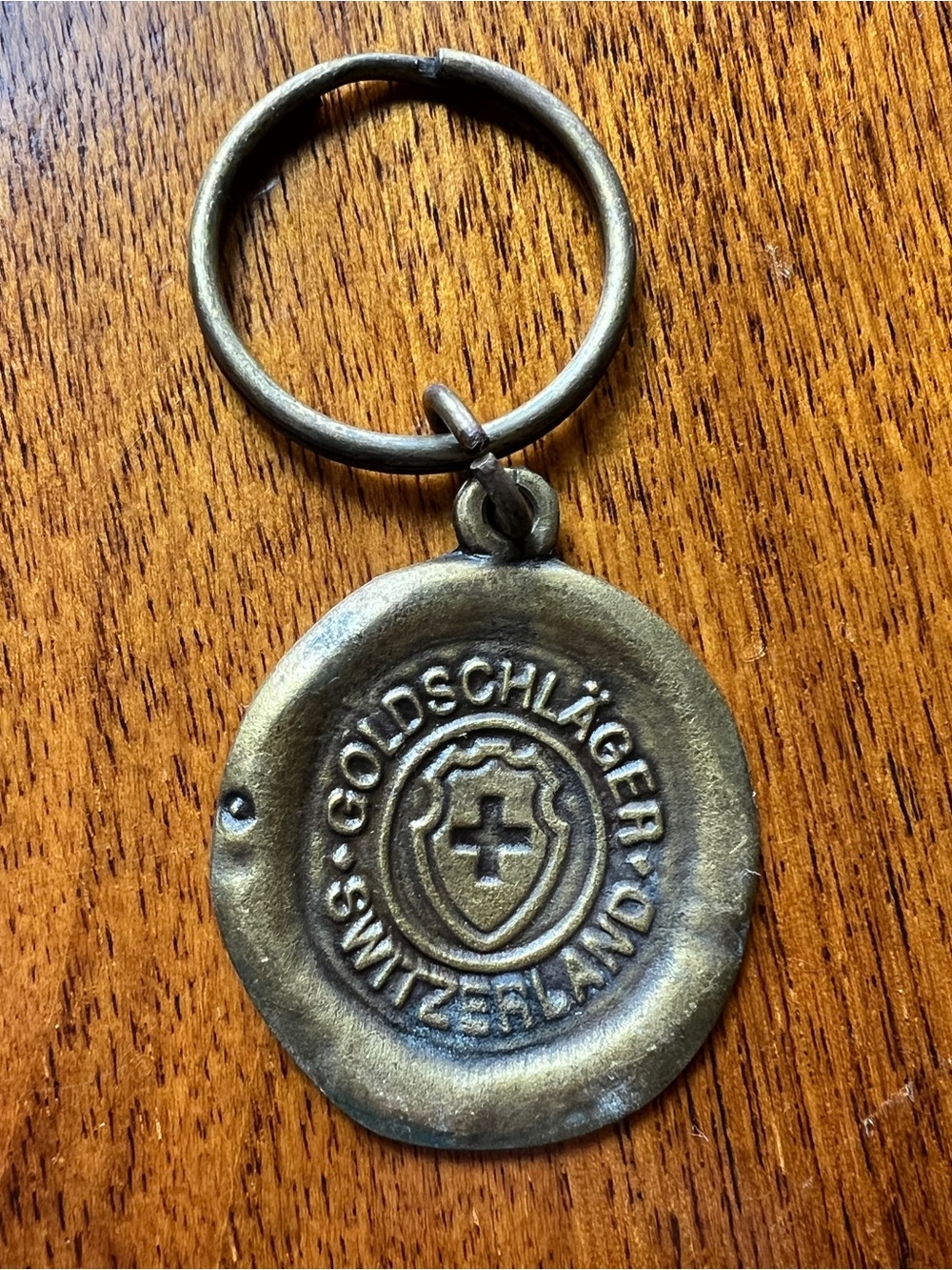 Vintage Brass Goldschlager Switzerland Key Chain  1-1/4" Diameter